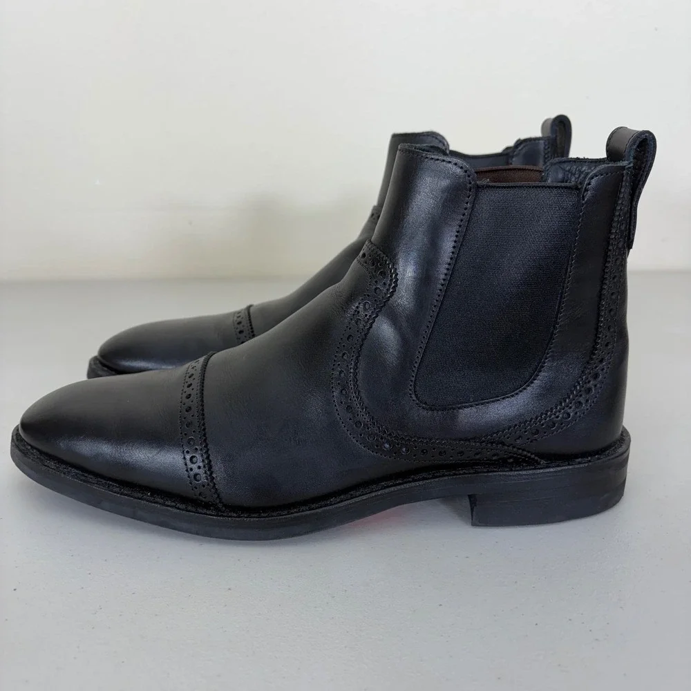 Allen Edmonds Lombard Black Leather Cap Toe Chelsea Boots Men Size 10 B Narrow